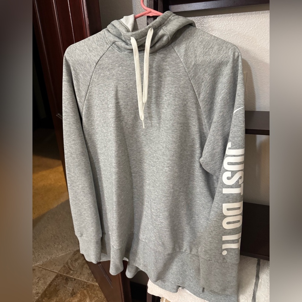 Nike Heather Gray Hoodie with White Accents